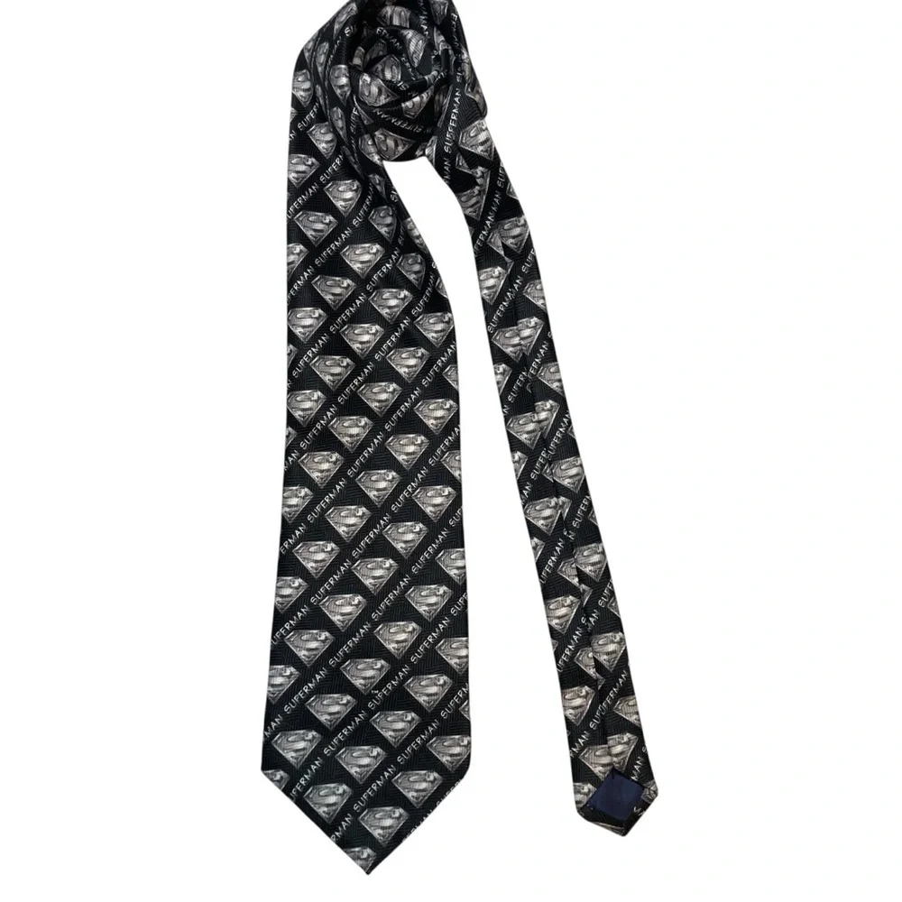DC Comics Superman Logo Tie Rock & Meister Black Polyester Novelty Necktie 2000